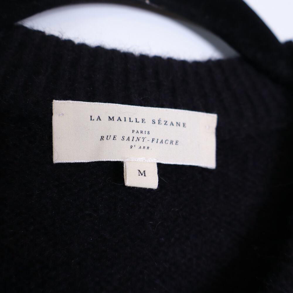 SEZANE Sacha Sweater Vest Cardigan Black w/ Gold Button Wool Blend Women's M - Picture 8 of 12